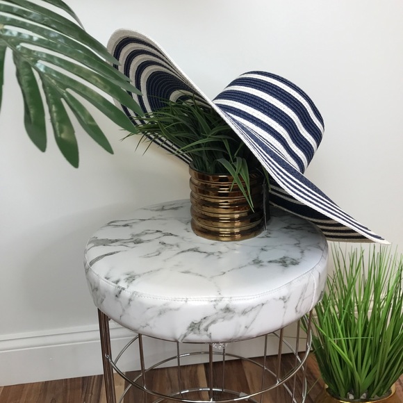 ‼️ Navy White Stripe Summer Beach Poolside Hat - Picture 7 of 8